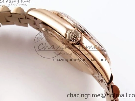 MiroTime 0321 ZipUp Day Date 36 RG TWSF Best Edition Blue Roman Diamonds Dial Diamonds Bezel on RG Bracelet A 1607